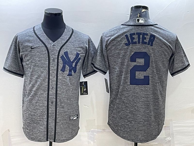 Men New York Yankees #2 No Name Grey hemp ash Nike 2022 MLB Jersey